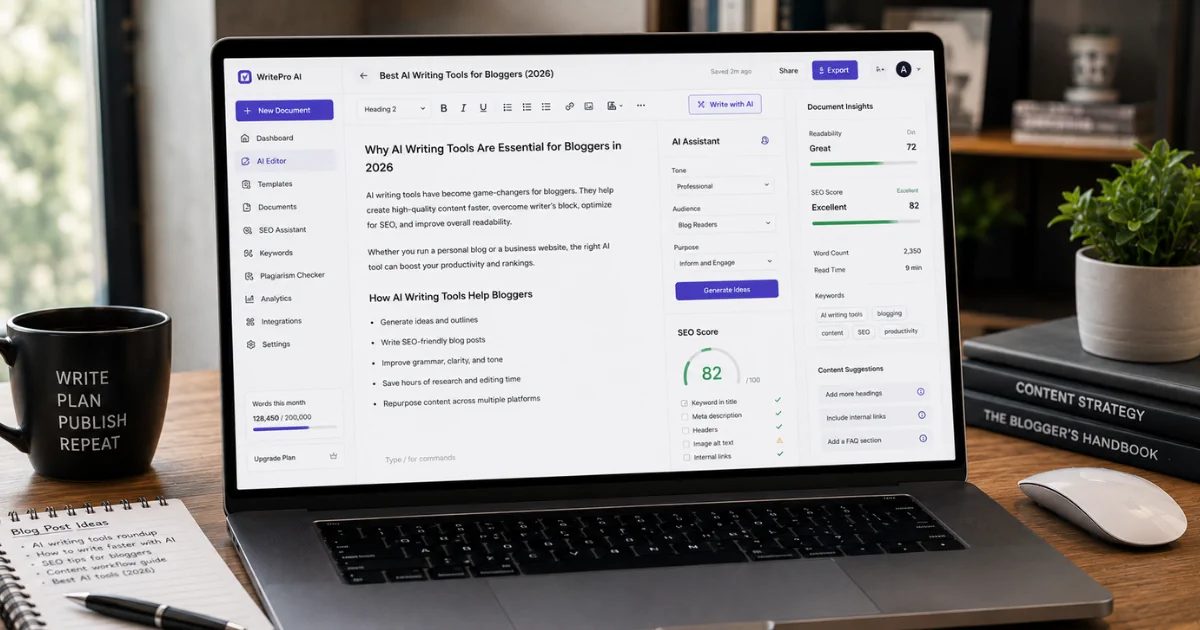 Best AI Writing Tools for Bloggers (2026): Top Picks to Write Better, Faster, and Rank Higher