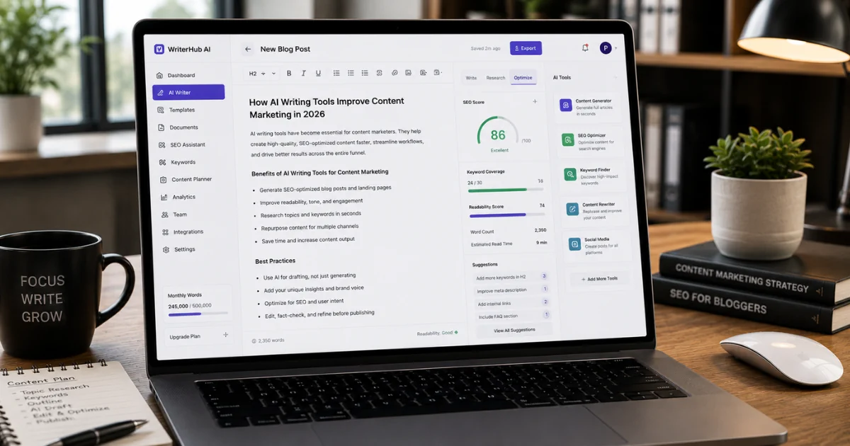 Best AI Writing Tools for Content Marketing (2026): Top Tools for SEO, Content Creation, and Growth